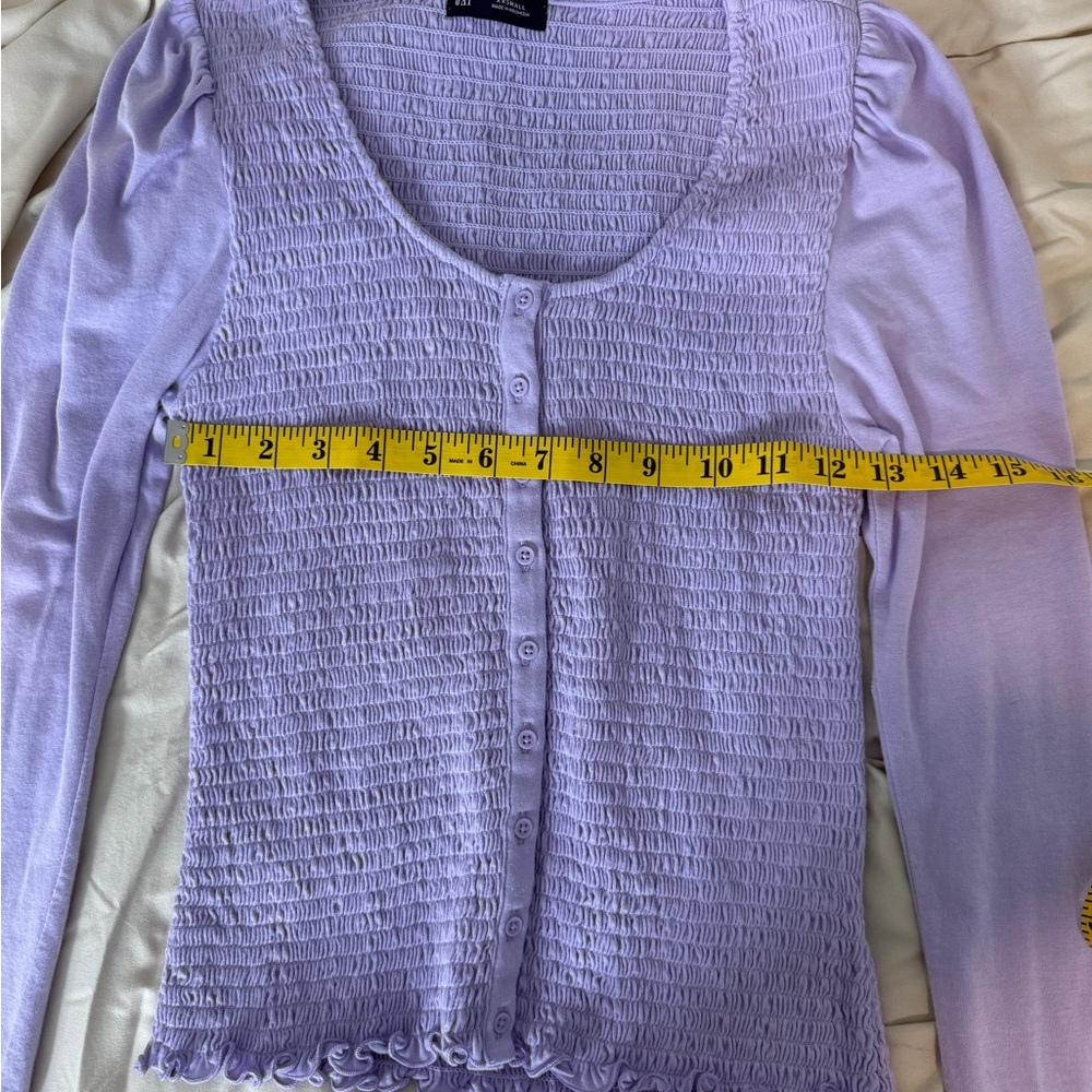 GAP Purple Smocked Buttoned Blouse